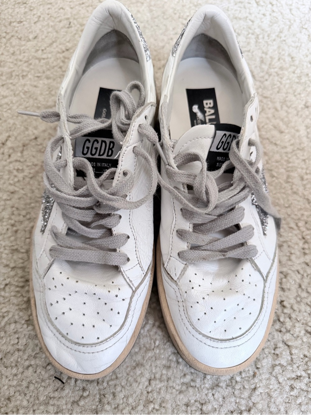 Golden Goose White Leather Sneakers with Silver Star - Picture 3 of 8